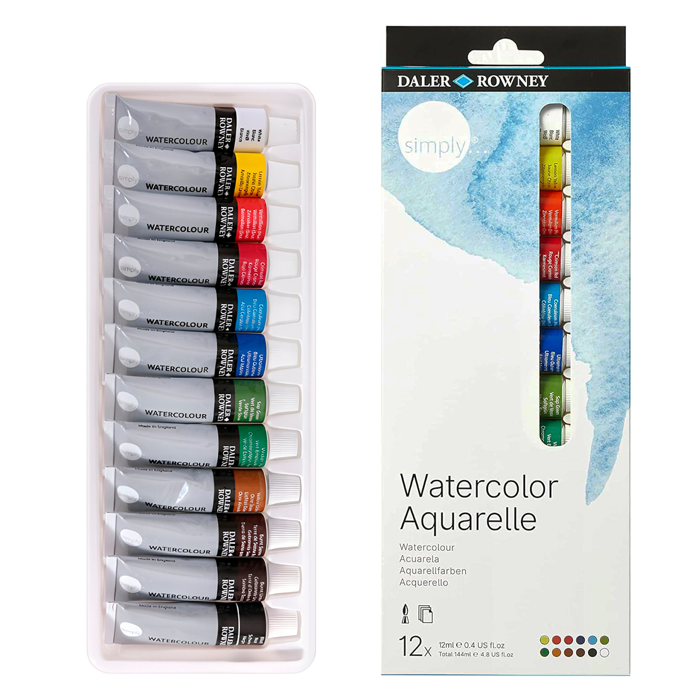 Daler Rowney Set acuarela Simply – Set 12 colores 1