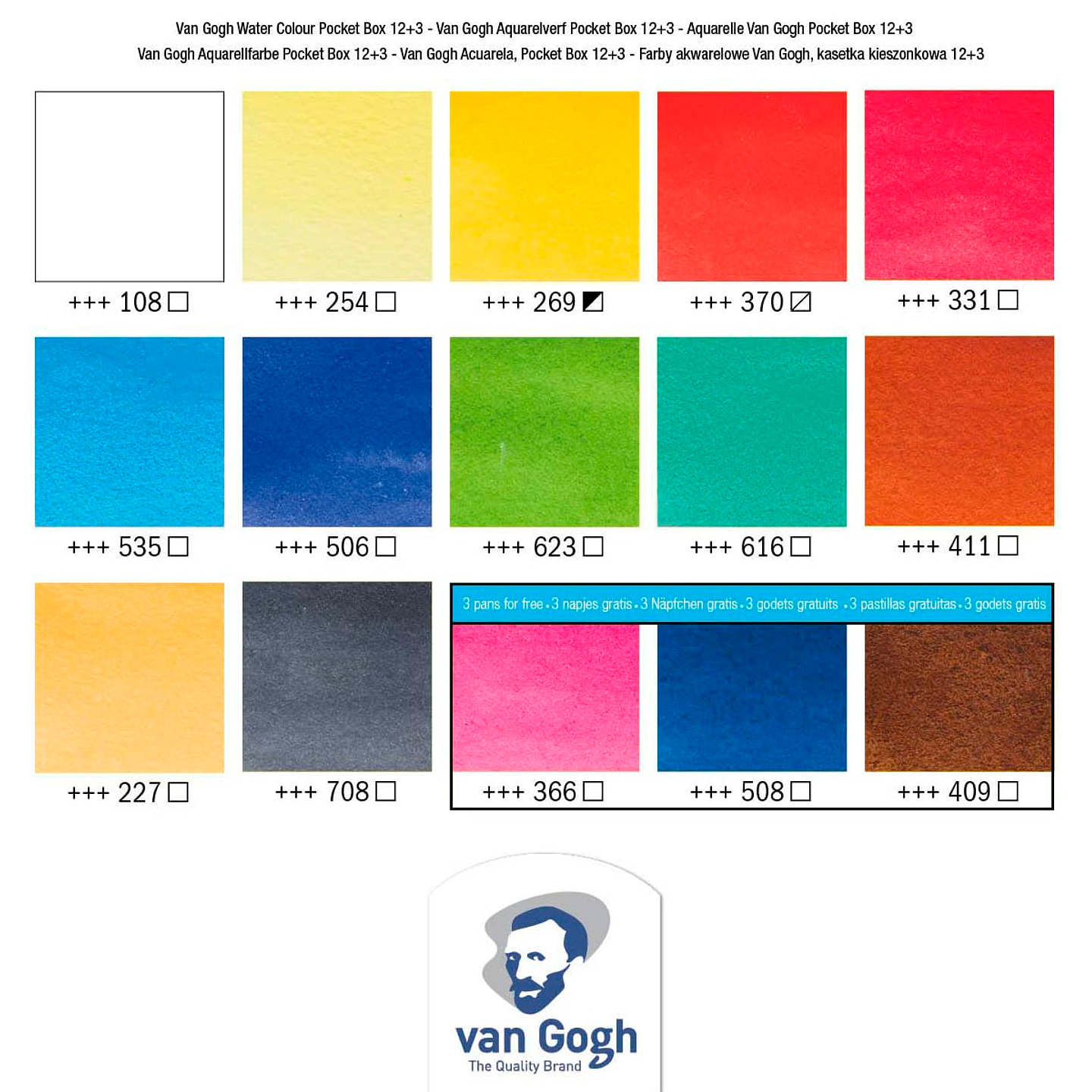 Acuarela en Pastillas Van Gogh Set 12 + 3 3