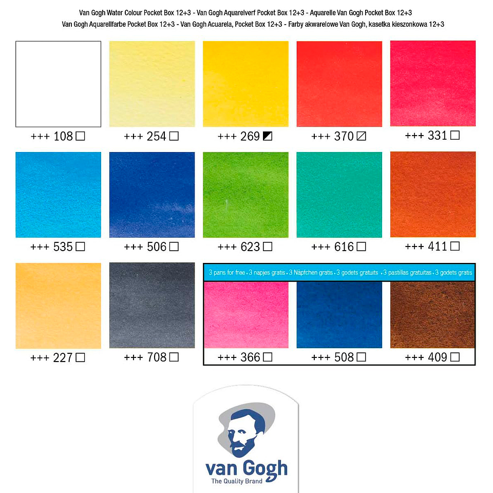 Acuarela en Pastillas Van Gogh Set 12 + 3 3