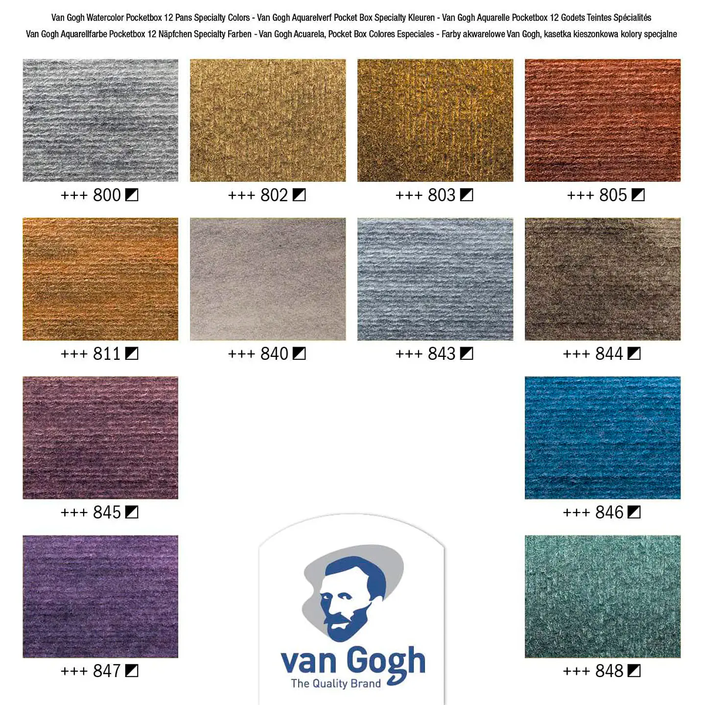 Acuarela en Pastillas Van Gogh Set 12 Metálicos y De Interferencia 3