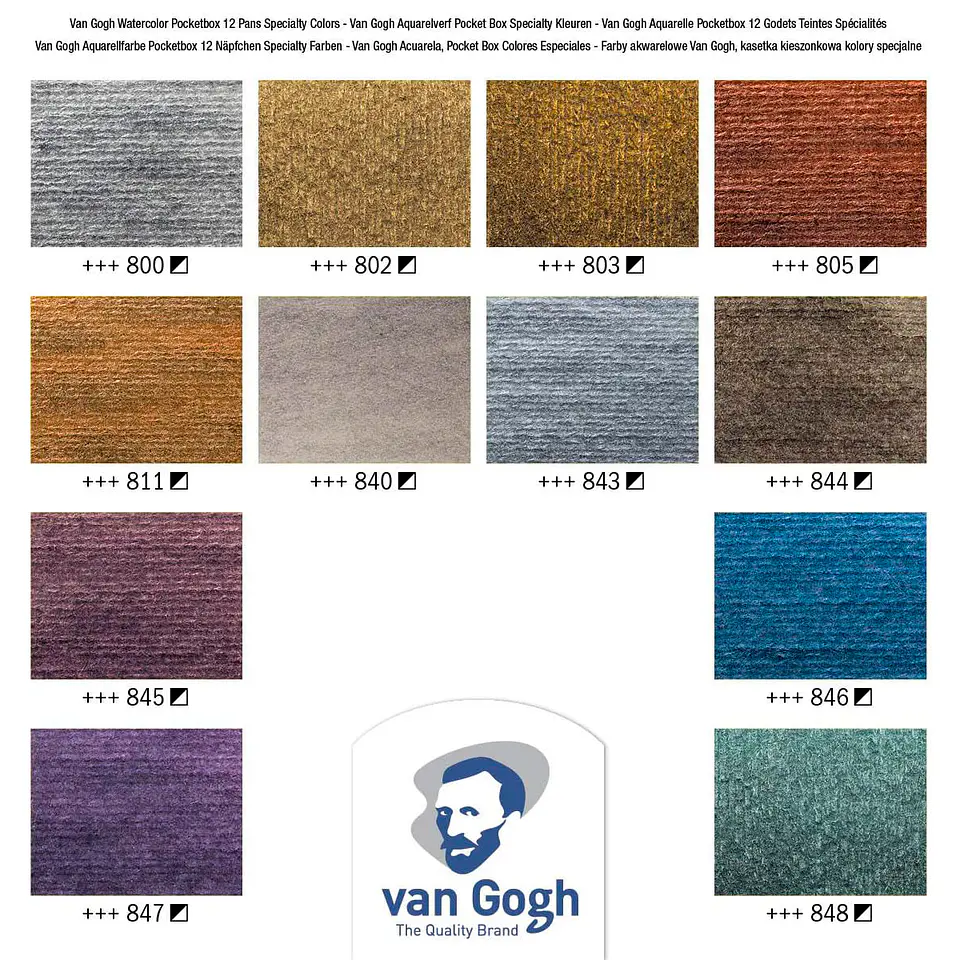 Acuarela en Pastillas Van Gogh Set 12 Metálicos y De Interferencia 3