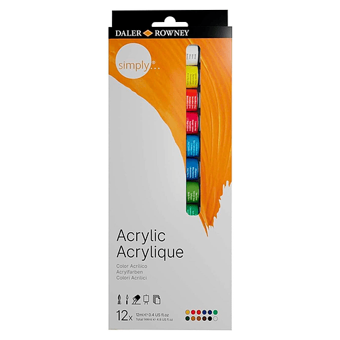Set Acrilicos en Tubos - 12 Colores - 12 ml