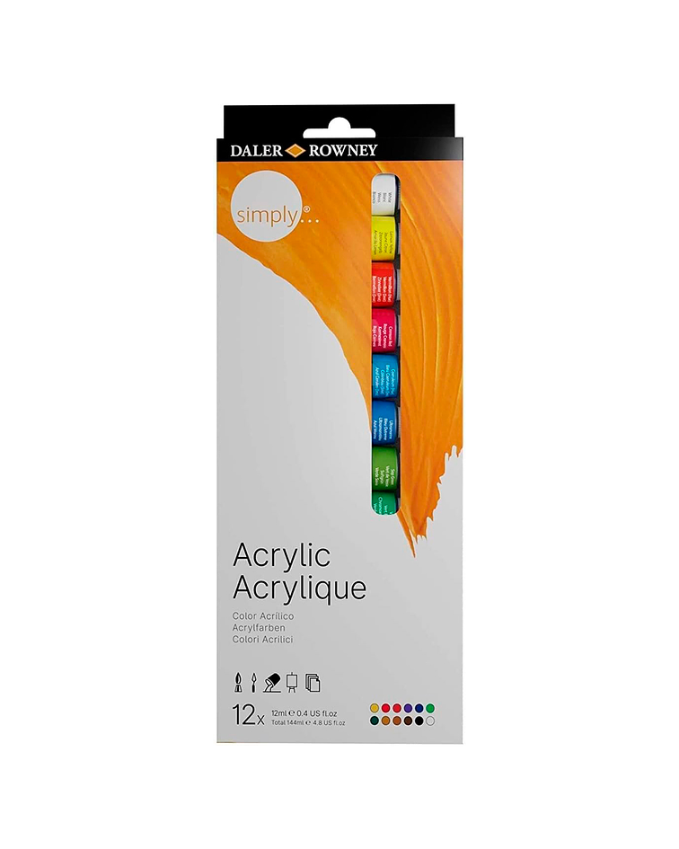 Set Acrilicos en Tubos - 12 Colores - 12 ml