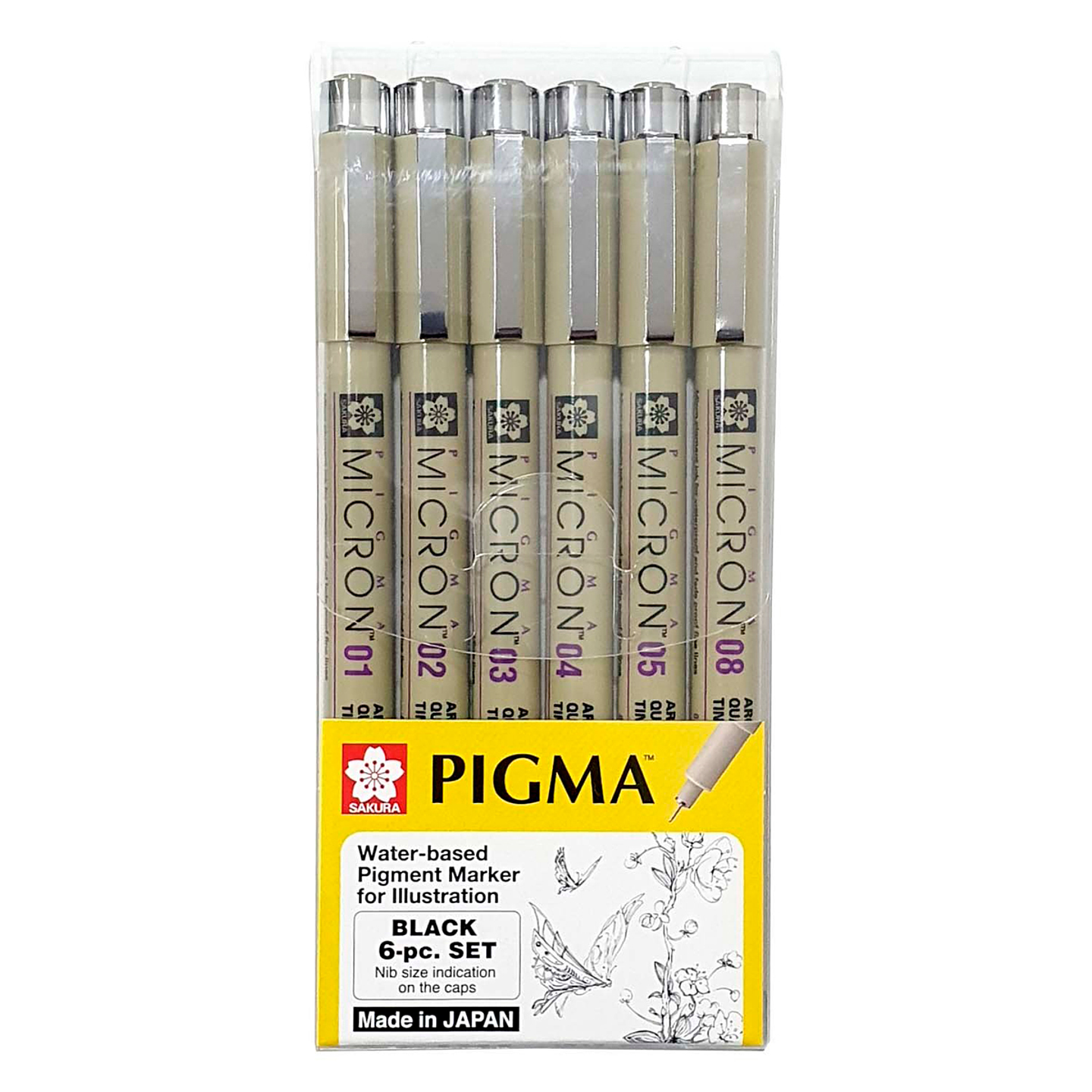 Set Pigma Micron Sakura 6 Grosores Negro 1
