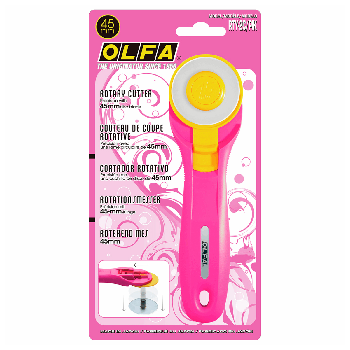 Pascal Tela Cuchillo Rotativo 45mm para Tela - Pink