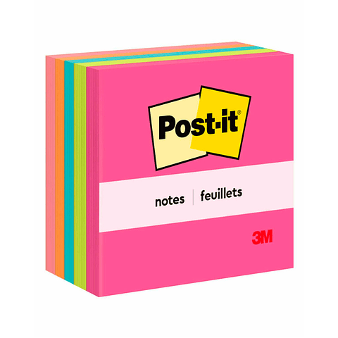 Notas Adhesivas Neon Cubo 500hojas Post It 3m 76x76mm