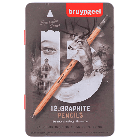 Lapices Expression 12 Grafitos - Caja Metalica Bruynzeel