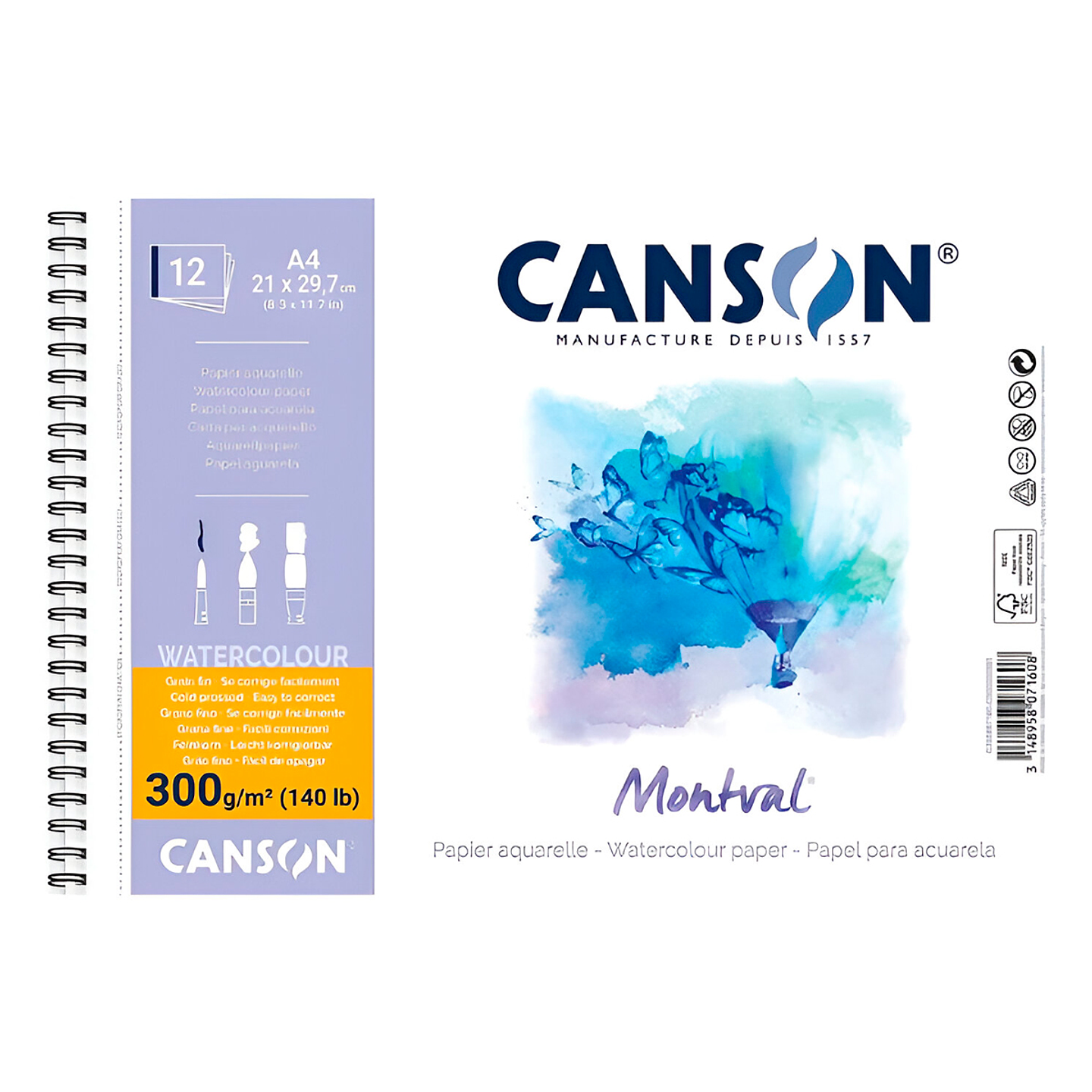 Canson Montval - Croquera Acuarela A4 21 x 29,7 cm 12 Hojas 1