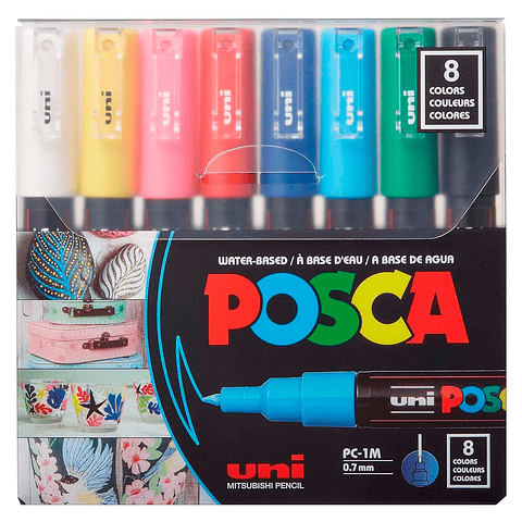 Marcadores Posca 1M Set 8 Colores Básicos