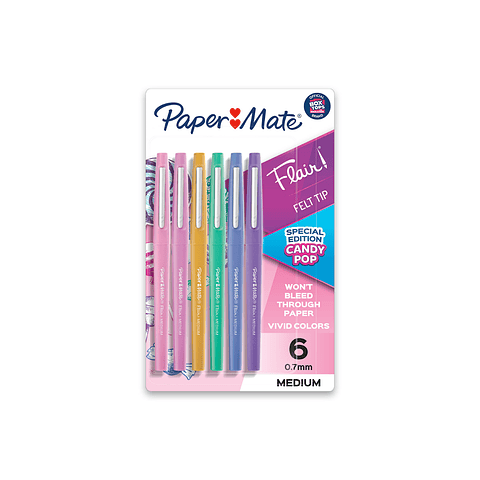 Set 6 Tiralíneas Paper Mate Punta Media Candy Pop