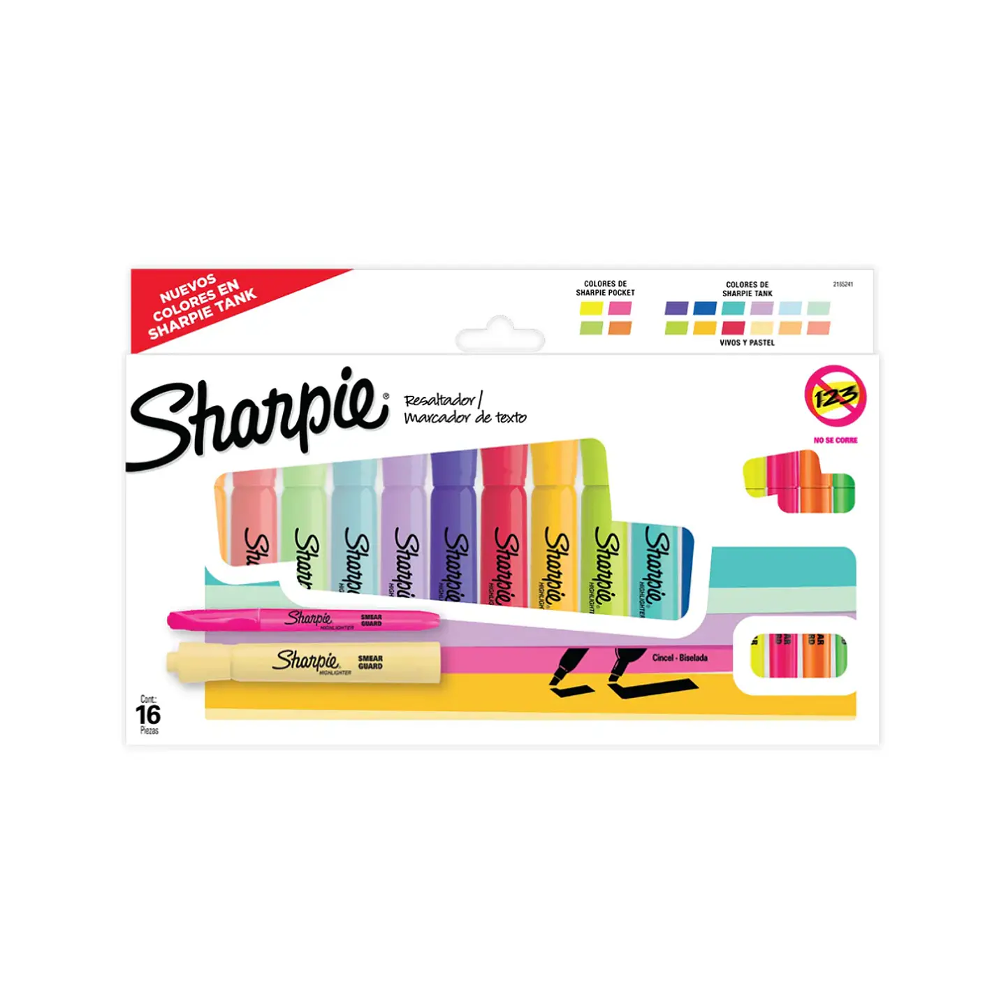 Pack destacadores Sharpie tank y pocket 12 colores pastel + 4 fashion 1