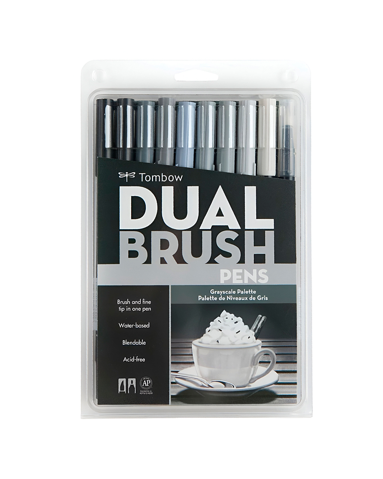 Tombow Dual Brush - Set 10 Marcadores Escala De Grises