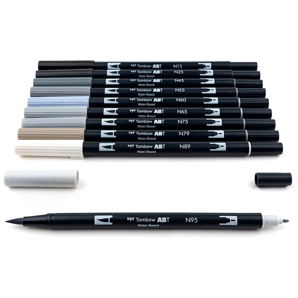 Tombow Dual Brush - Set 10 Marcadores Escala De Grises 2