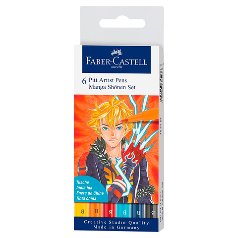Faber-Castell Pitt Artist Pen - Set 6 Marcadores Manga Shonen