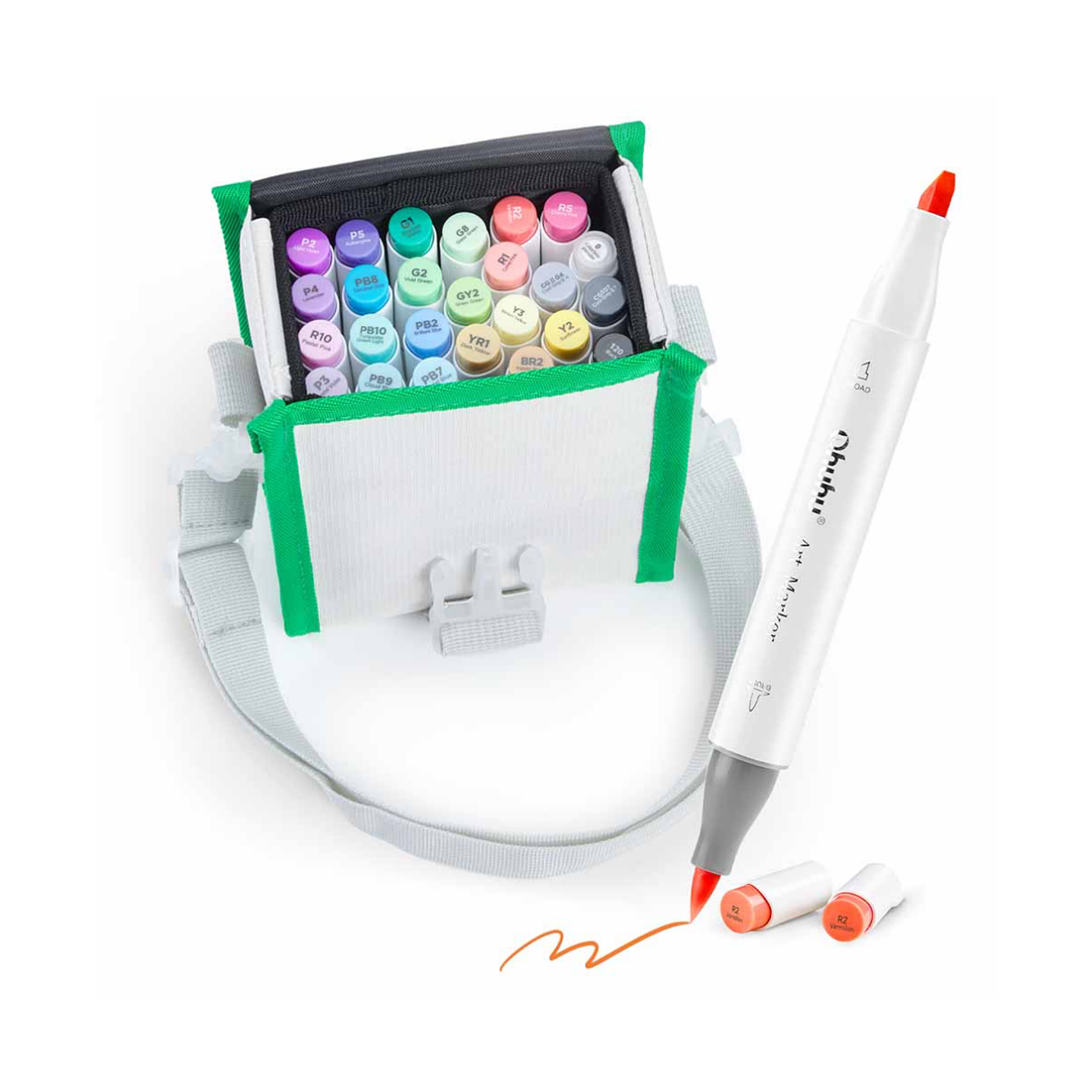 OHUHU 24 Marcadores de Alcohol + 1 Blender (Pincel & Biselada) 1