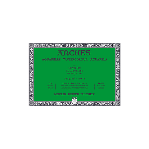 Arches - Block Acuarela Grano Fino 300 g/m2 20hj