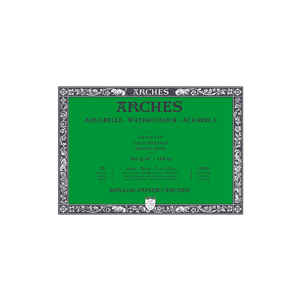 Arches - Block Acuarela Grano Fino 300 g/m2 20hj 1