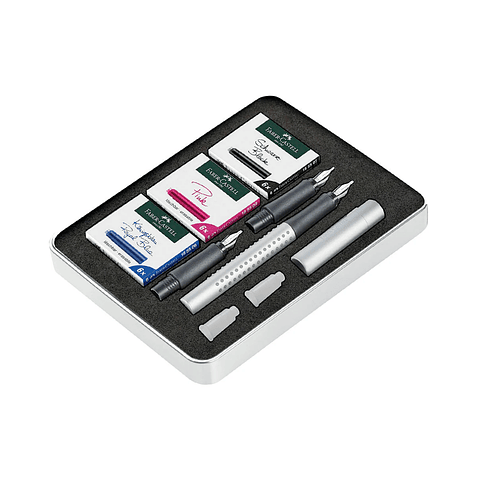 Kit Pluma Caligrafía Silver - Faber Castell Grip 2011