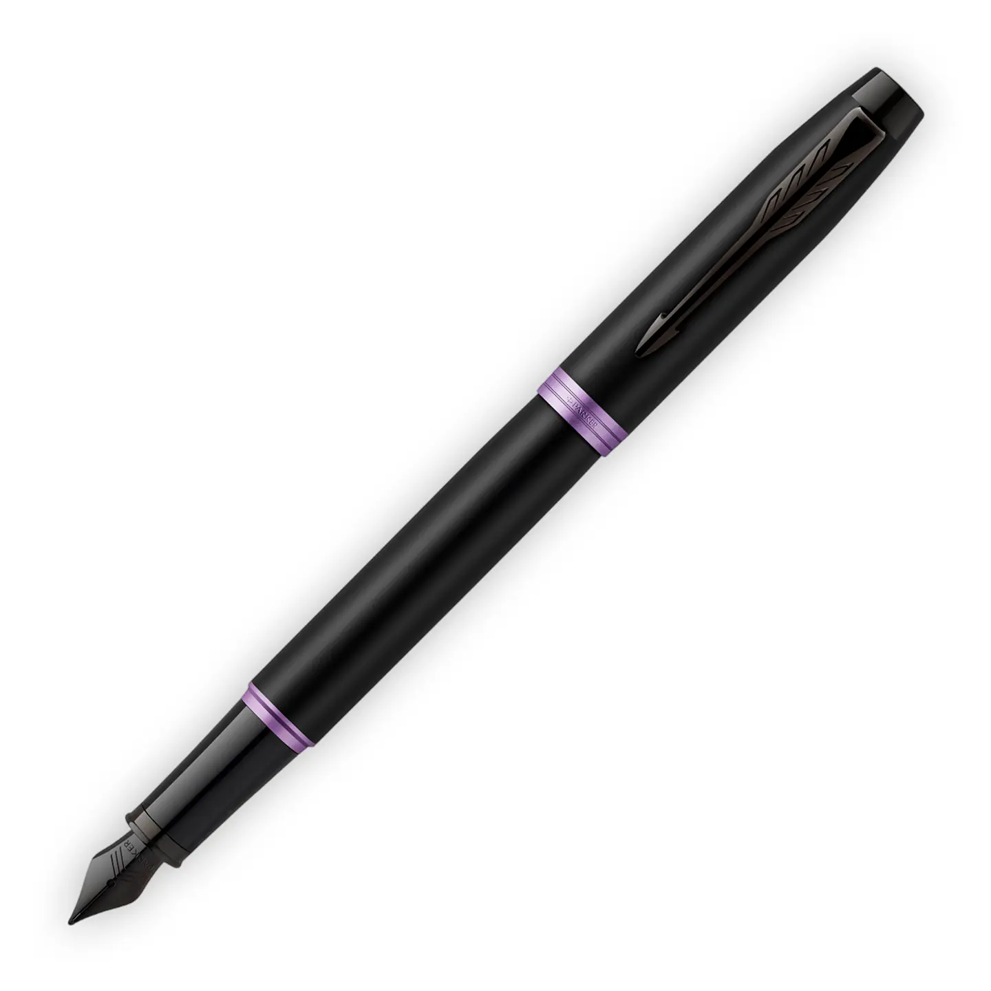 Pluma IM Vibrant Rings Lacado Negro y Morado Amatista - Parker 1
