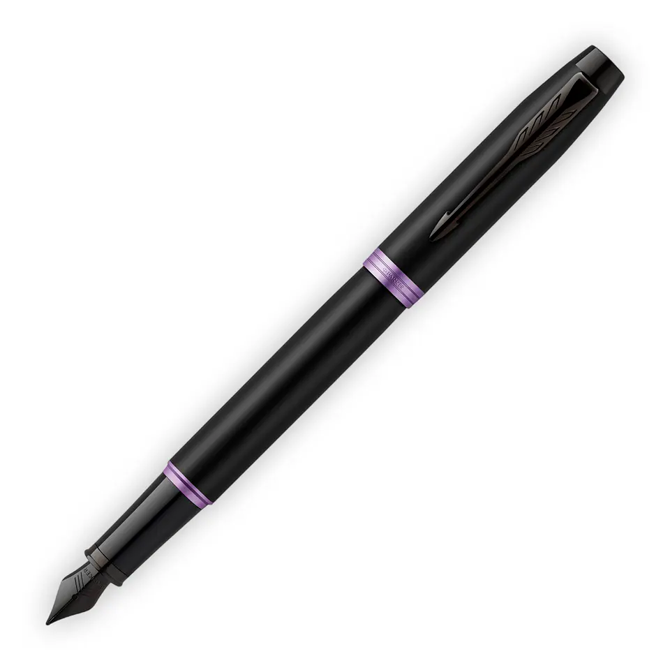 Pluma IM Vibrant Rings Lacado Negro y Morado Amatista - Parker 1