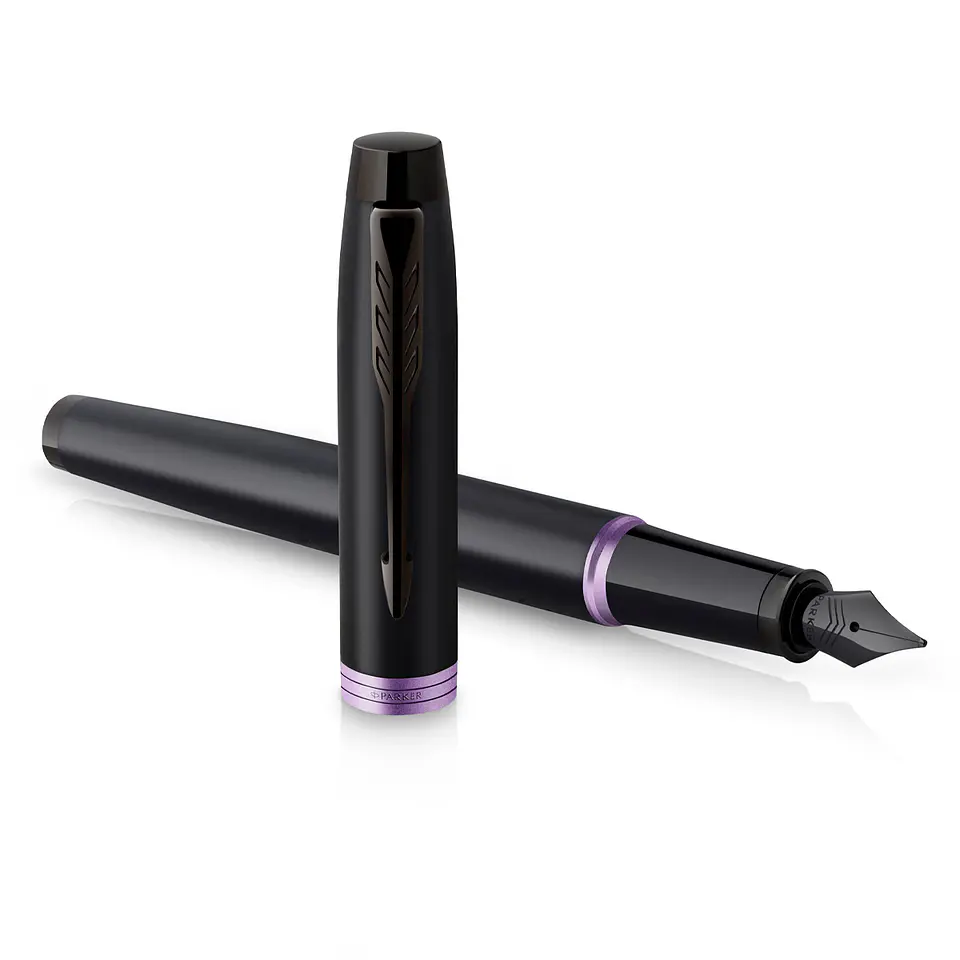 Pluma IM Vibrant Rings Lacado Negro y Morado Amatista - Parker 3