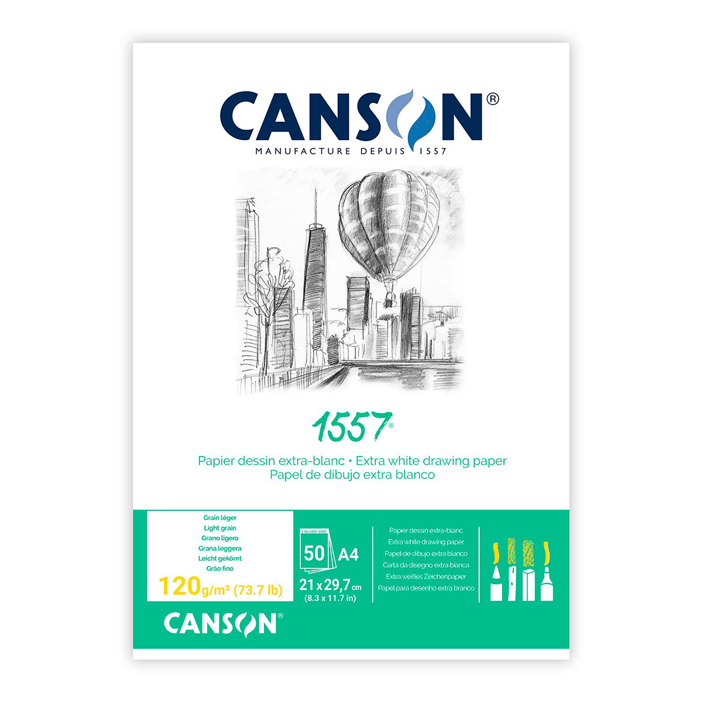 Canson Pad 1557 A4 120grs 50hjs 1