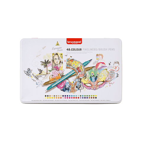 Marcador Bruynzeel Doble Punta Fineliners/ Brush Pen 48 Colores