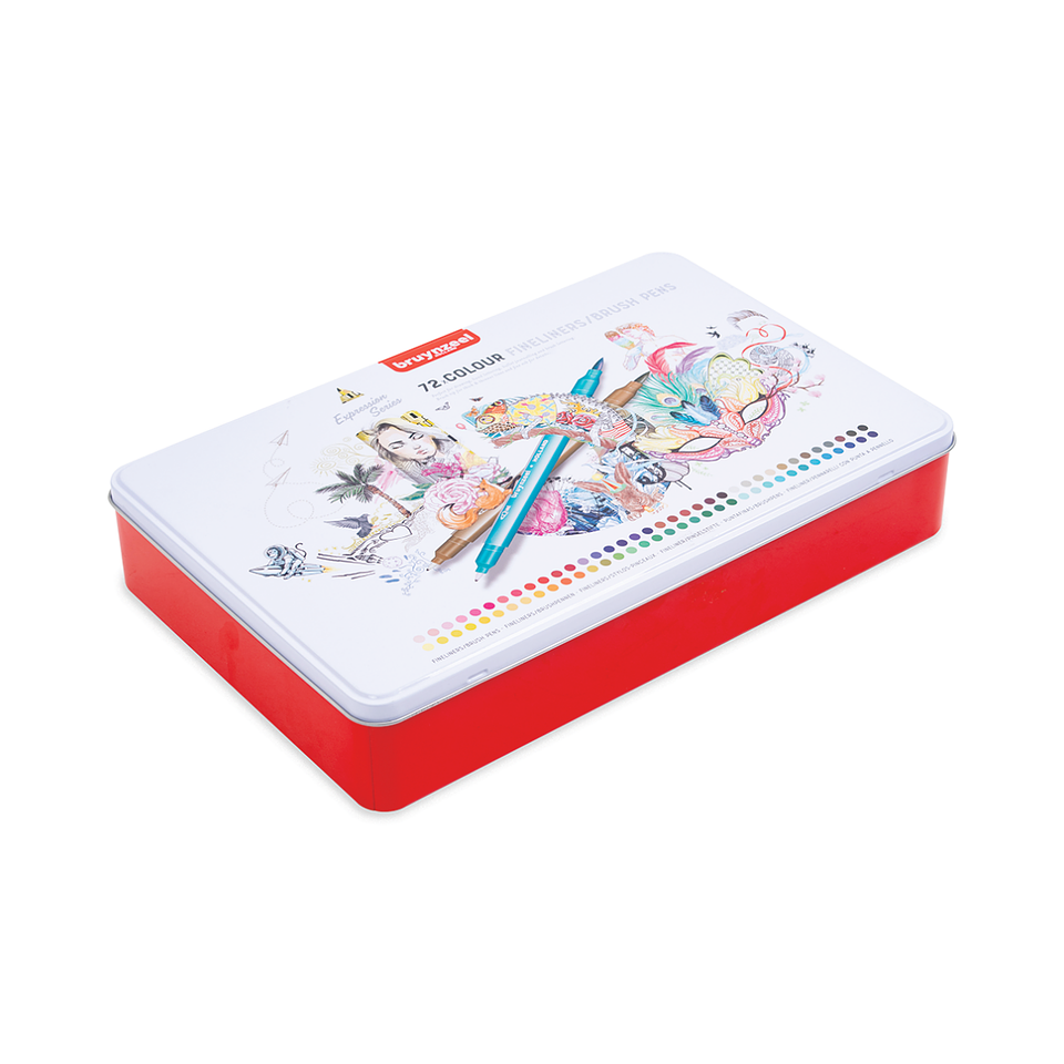 Lápices Bruynzeel Doble Punta Fineliner/ Brush Pen 72 Colores 1