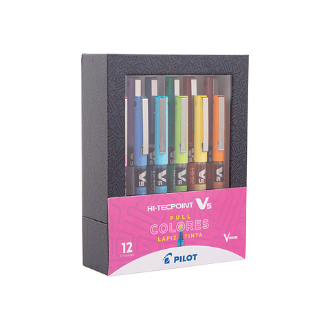 Set Lápices Tinta Hi-tecpoint V5 12 Colores