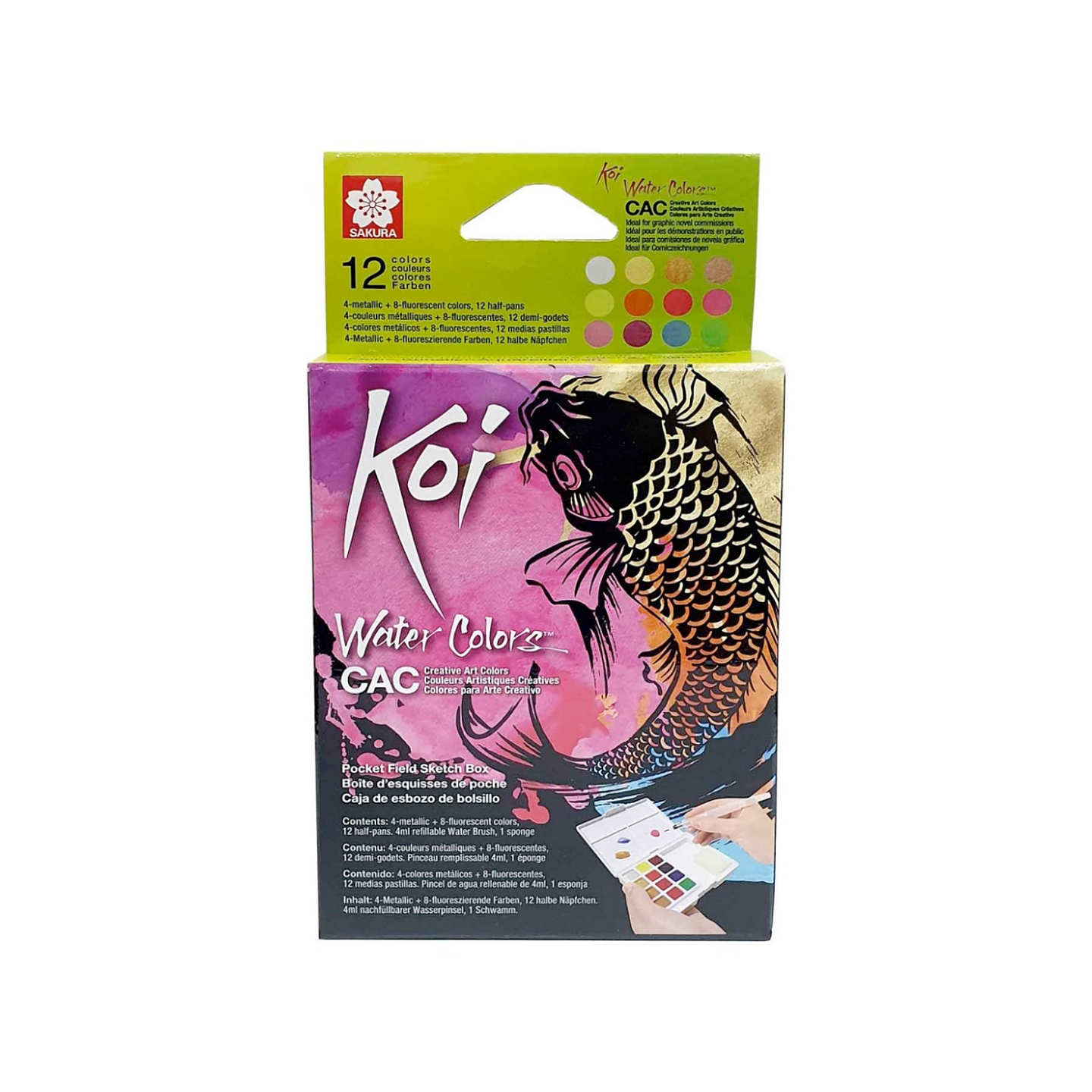 Sakura Koi Acuarela + Waterbrush 12 Colores 4M+8F 1