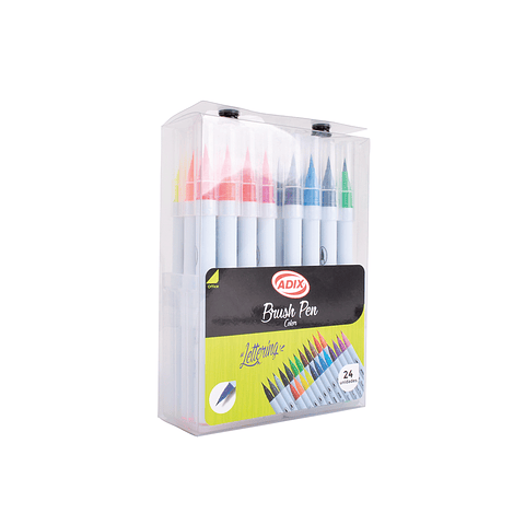 Brush Pen Caja Con Broche 24 Colores Adix