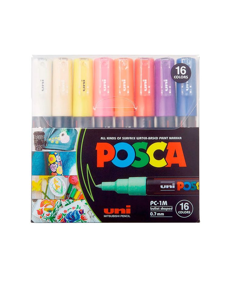 Set Marcador Posca 1m - 16 Colores