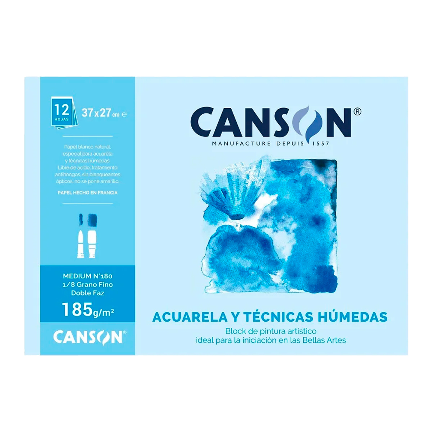 Block Canson Acuarela Y Técnicas Húmedas 185grs Medium N°180 1/8 1
