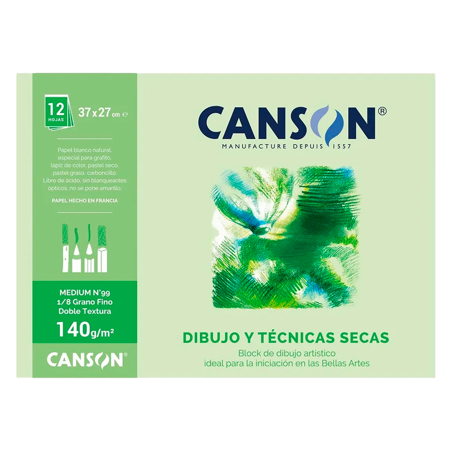 Block Canson dibujo y técnicas secas 140grs Medium 99 1/8 1