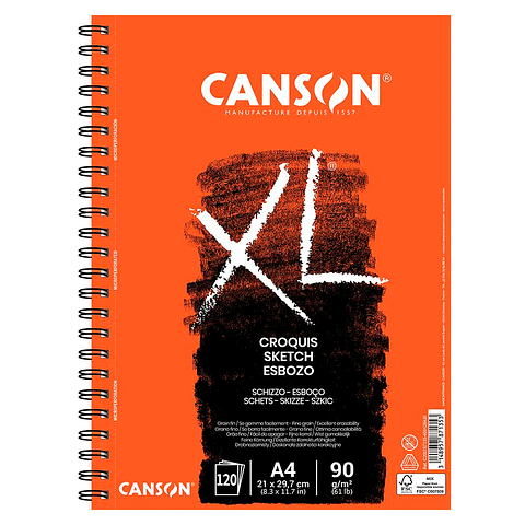 Croquera Canson XL Croquis A4 21x29,7cm 90gr (Tipo Cuaderno)