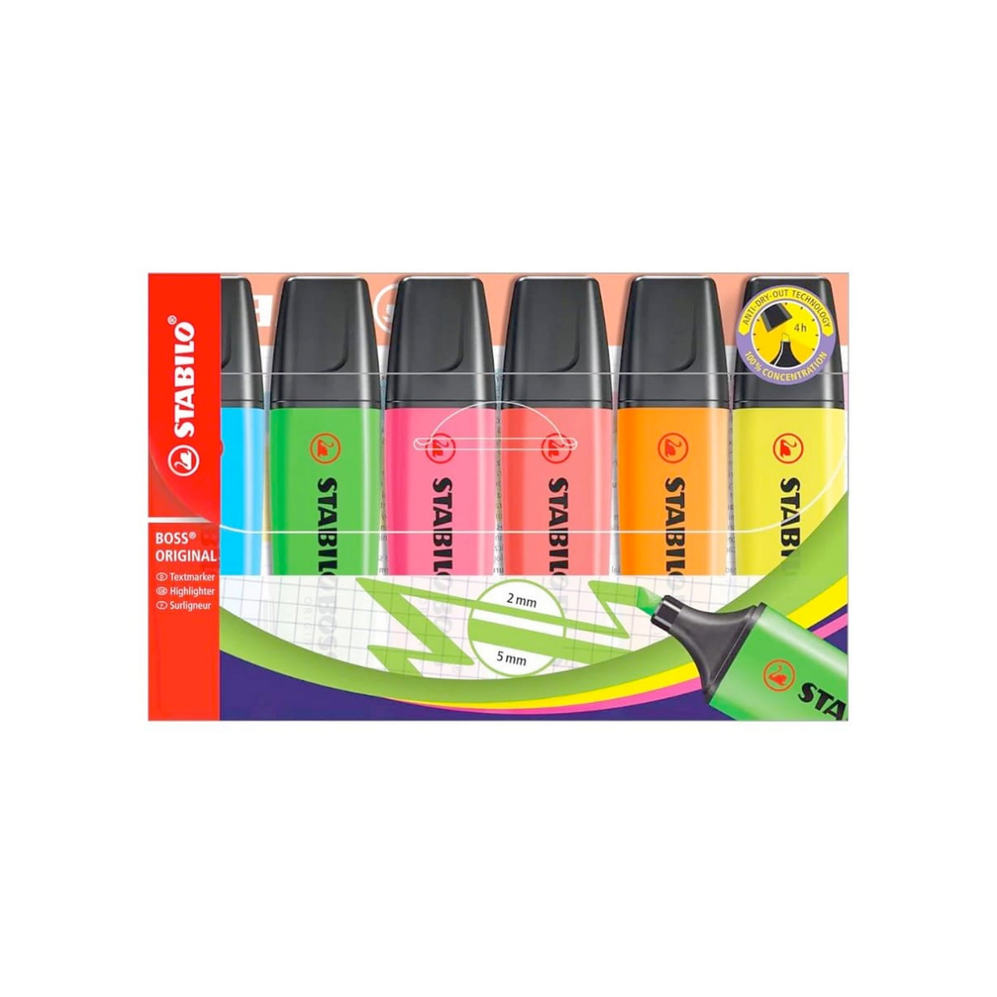 Set de 6 Destacadores Stabilo Boss Original Fluorescentes 1