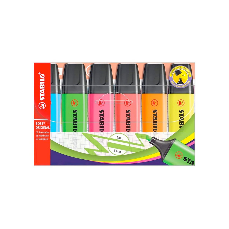 Set de 6 Destacadores Stabilo Boss Original Fluorescentes 1