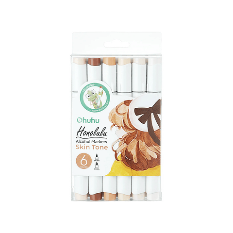 Set 6 Marcadores Honolulu a Base de Alcohol Colores Piel - Ohuhu