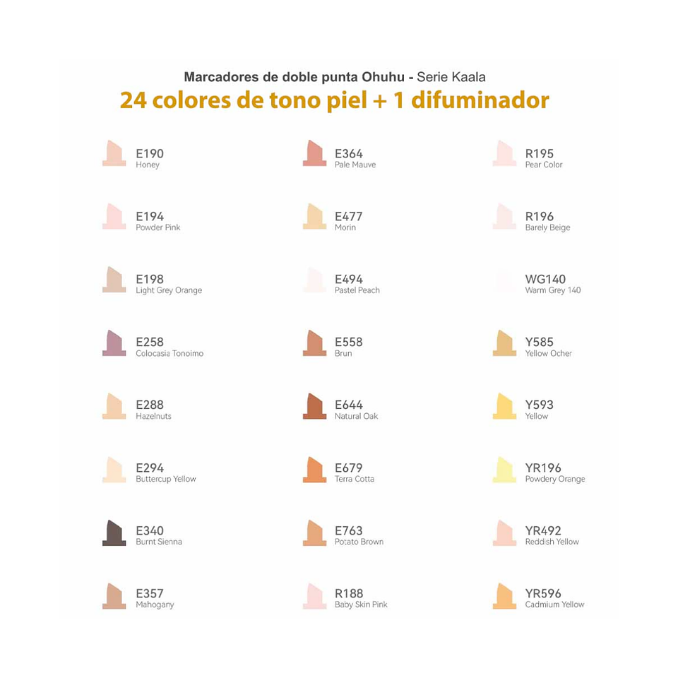 Set 24 Marcadores Ohuhu Serie Kaala Skin Tones 2