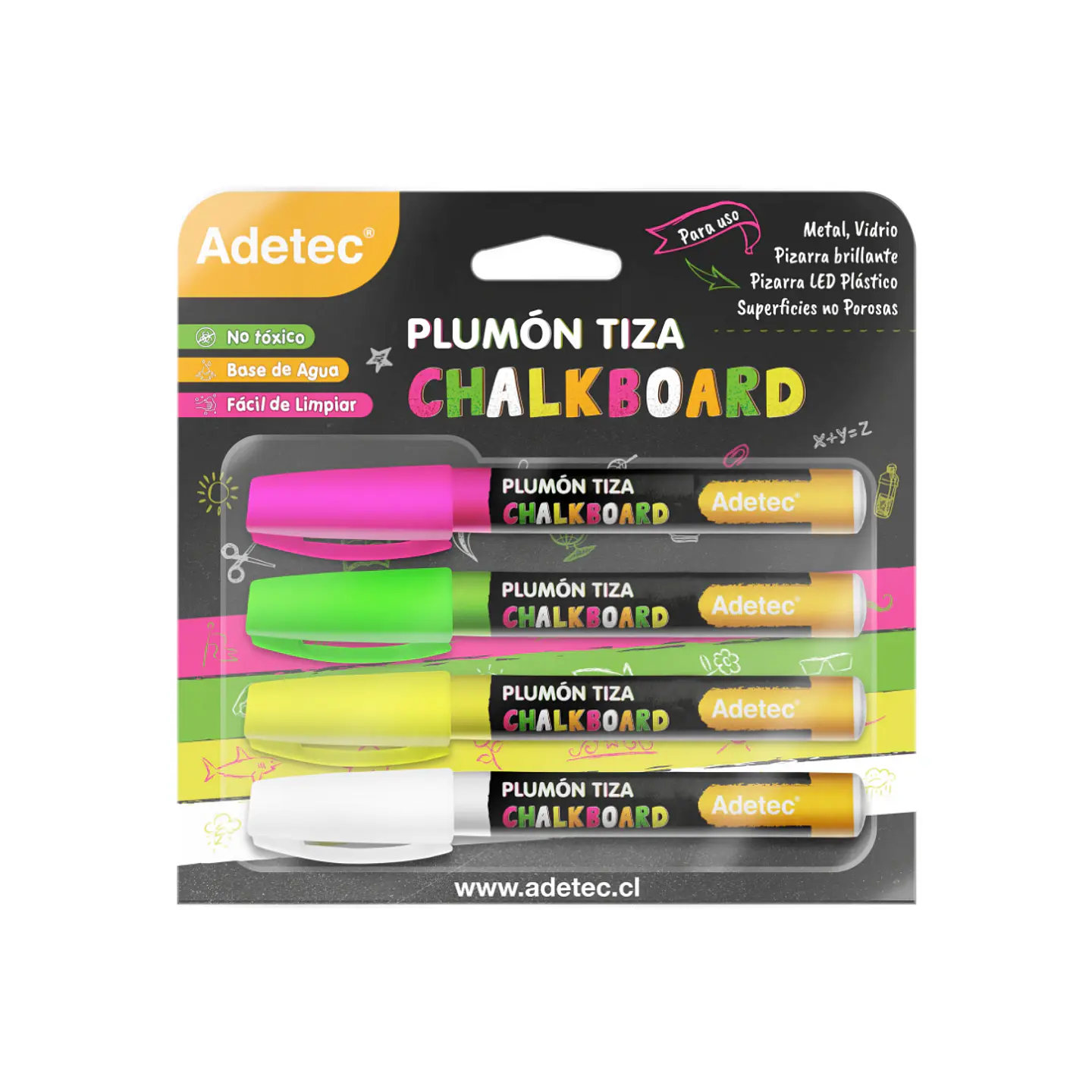 Plumones Tiza Adetec 4 Colores 1