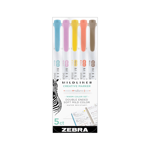 Set De 5 Destacadores Colores Cálidos Doble Punta Mildliner