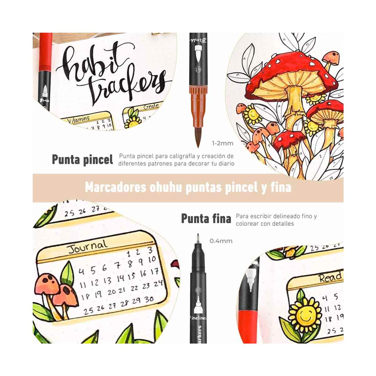 Set 100 Marcadores A Base De Agua Ohuhu - Maui Doble Punta 3