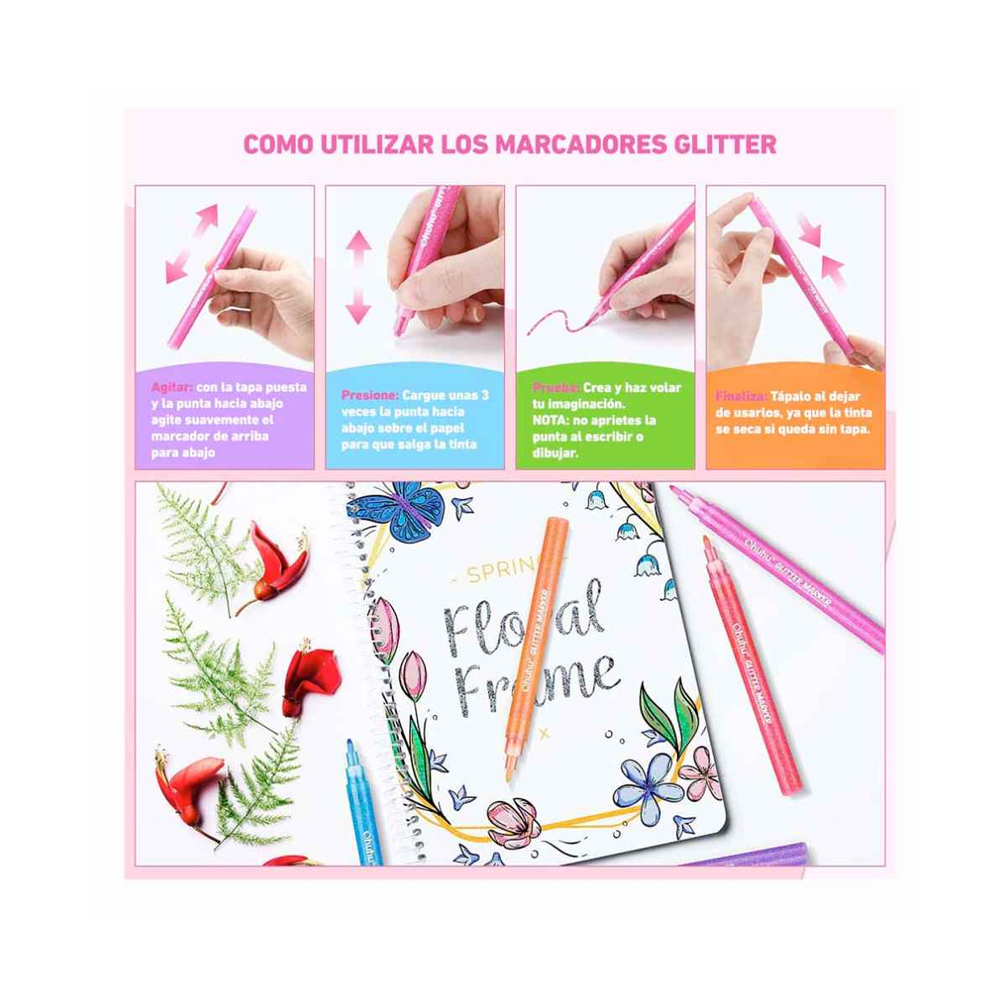 Set 12 Marcadores Glitter Marker - Ohuhu 3