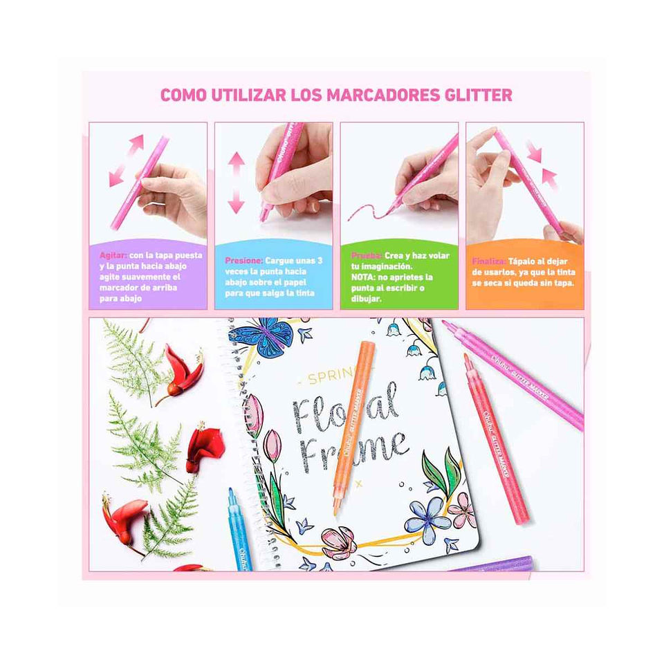 Set 12 Marcadores Glitter Marker - Ohuhu 3