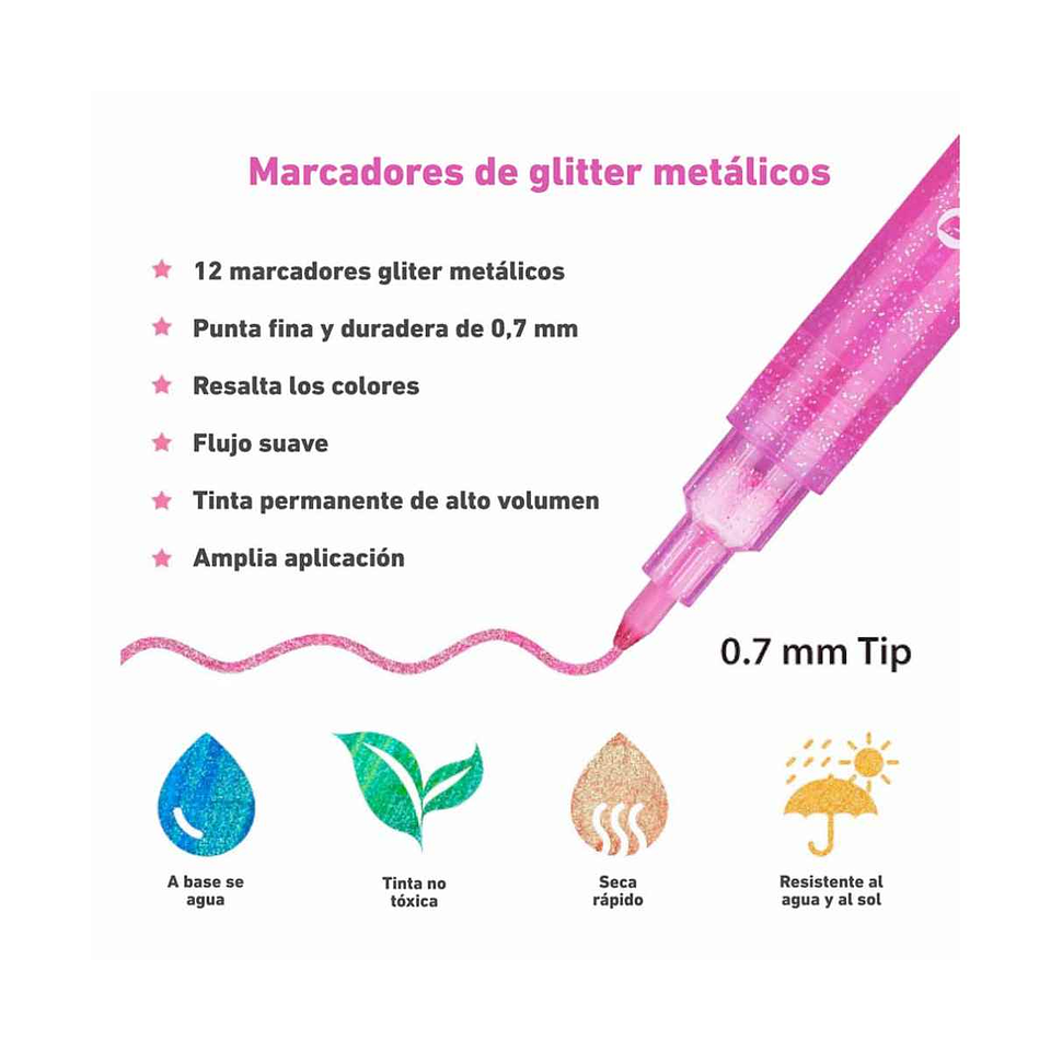 Set 12 Marcadores Glitter Marker - Ohuhu 4