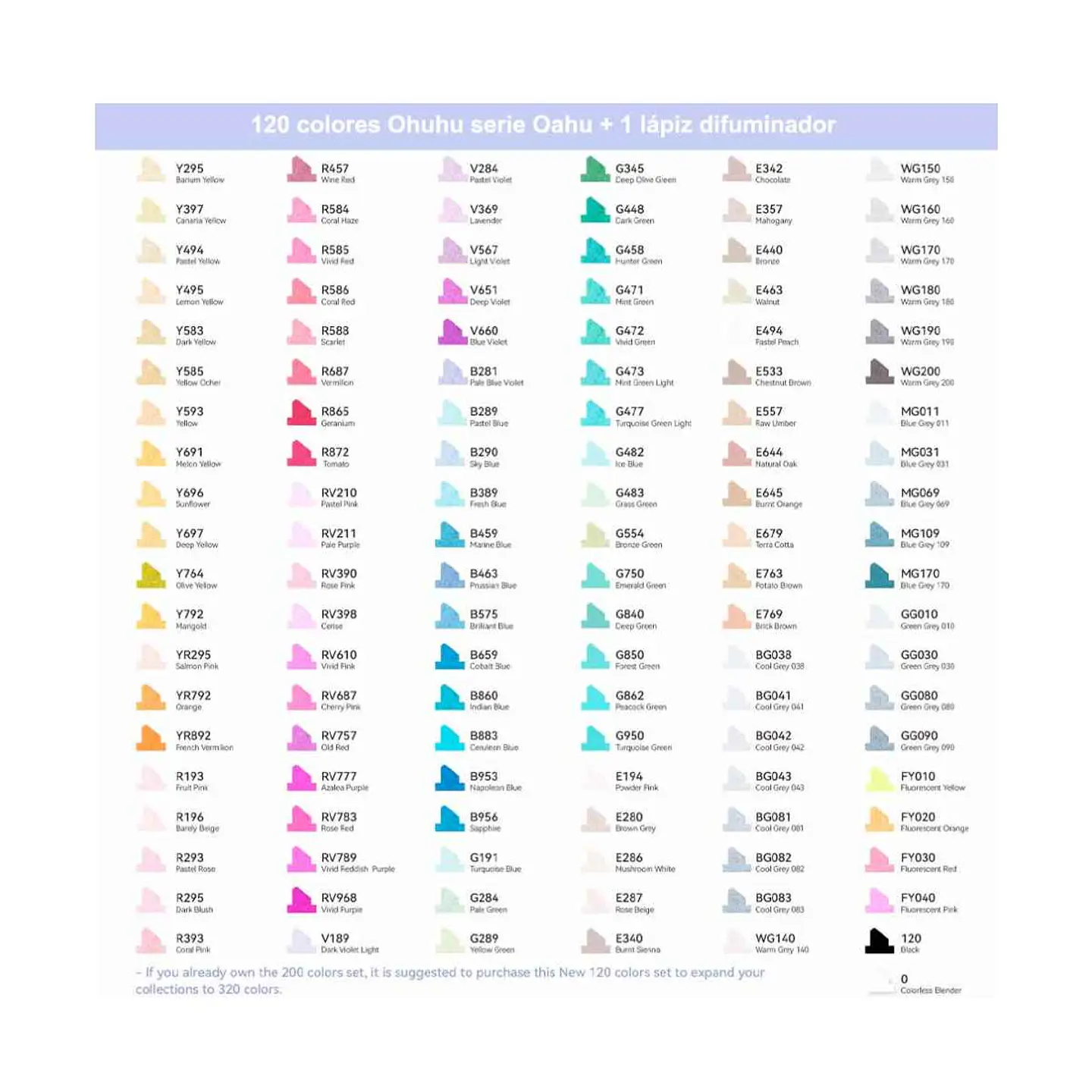 120 Marcadores De Alcohol + 1 Blender Fina & Biselada 2