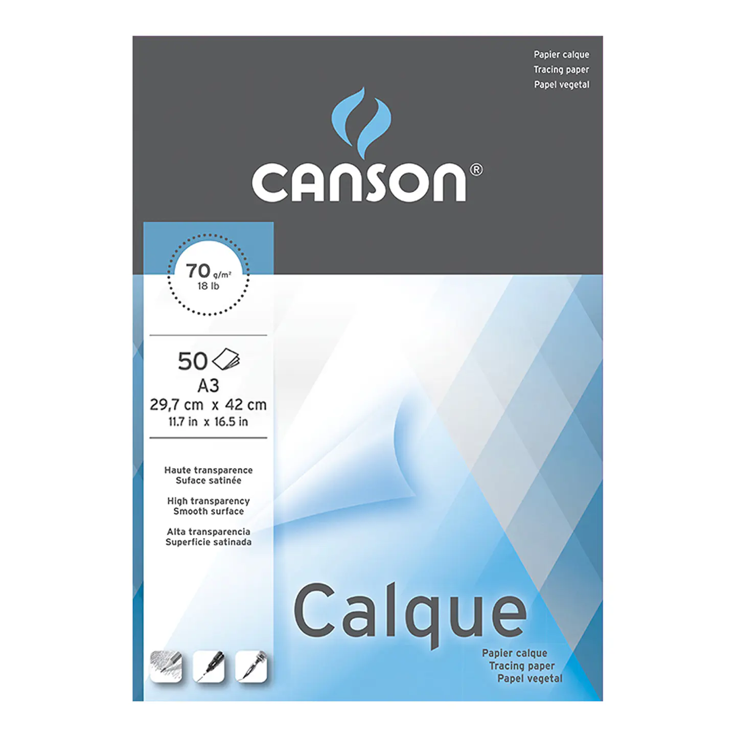 Papel Vegetal O Calco Canson 70gr 50 Hojas - Distintas Medidas 3