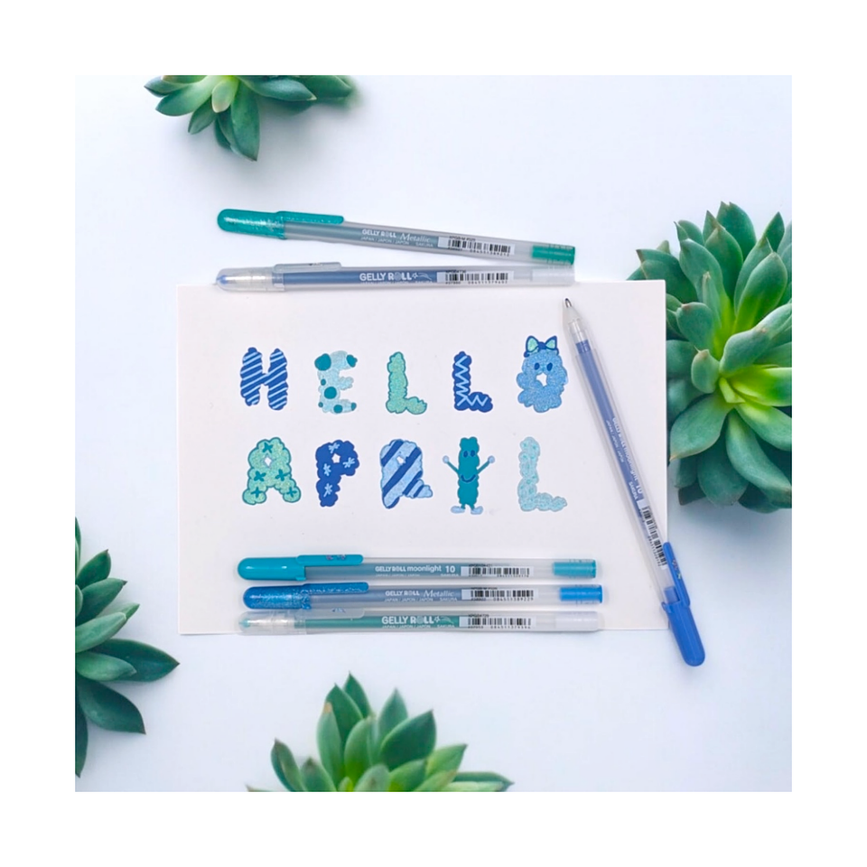 Lapiz Gel Gelly Roll Sakura Azules y Verdes 2