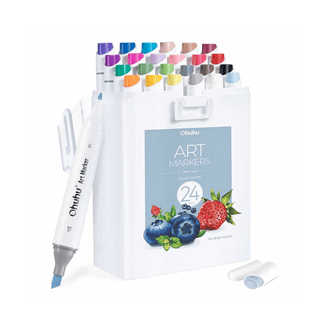 Ohuhu 24 Marcadores Colores De Alcohol + 1 Blender