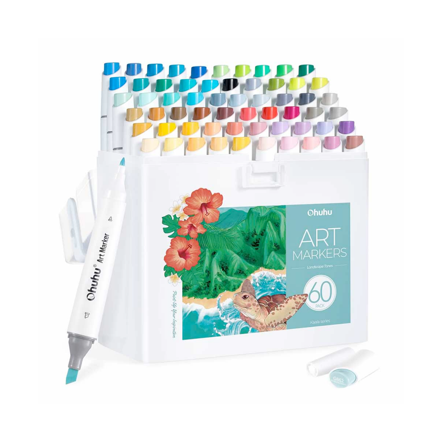 Ohuhu 60 Marcadores De Alcohol + 1 Blender Fina y Biselada 1